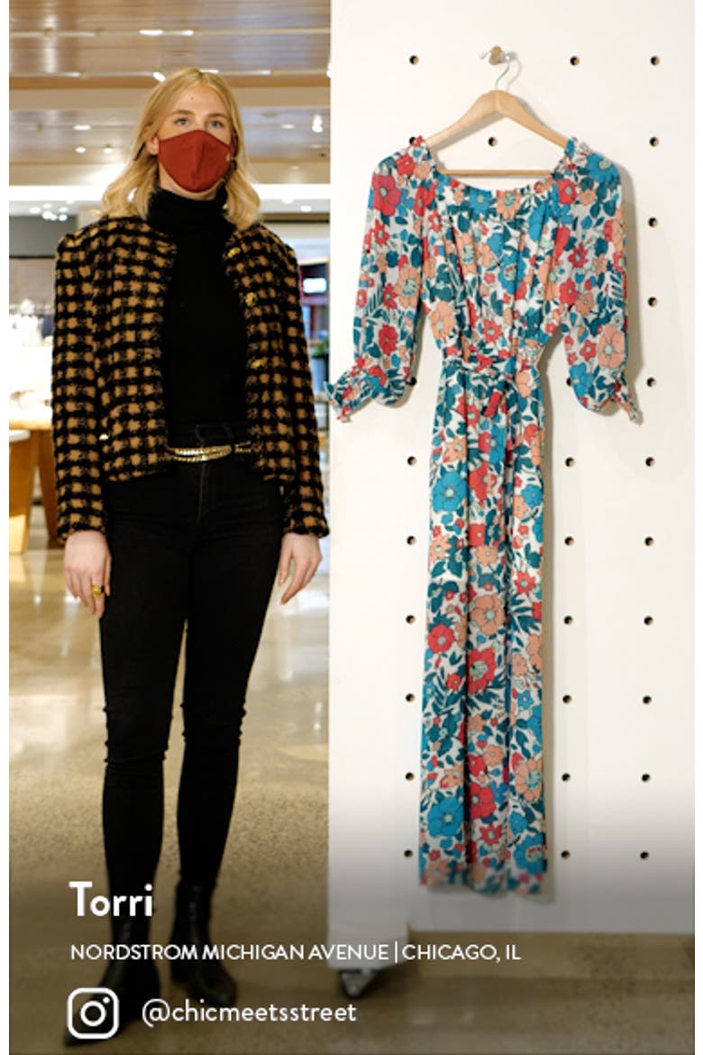 Floral Off the Shoulder Long Sleeve Maxi Dress video