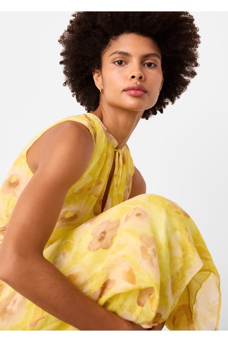 Sunshine Floral Textured Midi Dress, Alternate, color, Yellow/Multi