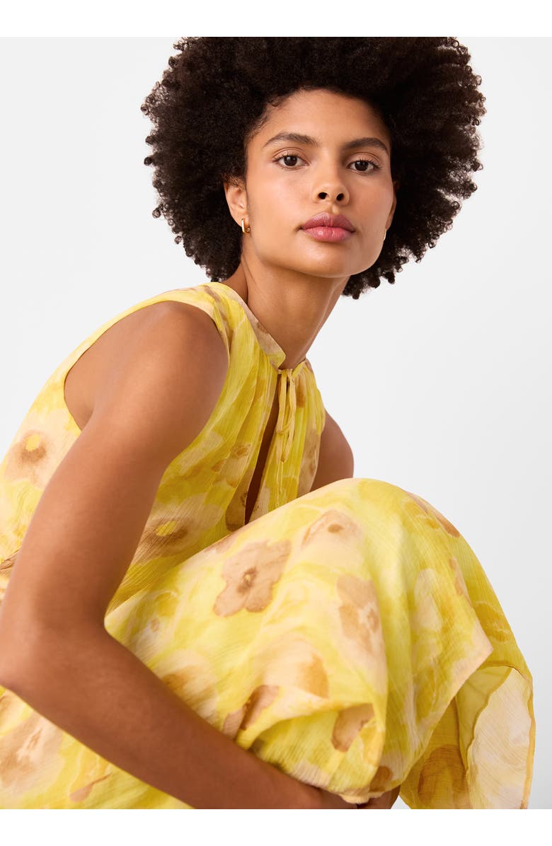 Whistles Sunshine Floral Textured Midi Dress, Alternate, color, Yellow/Multi