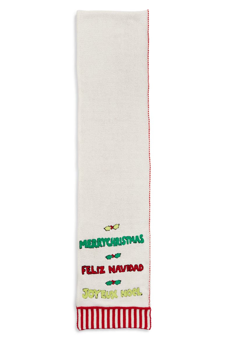 Merry Christmas Cotton Blend Scarf, Alternate, color, WHITE