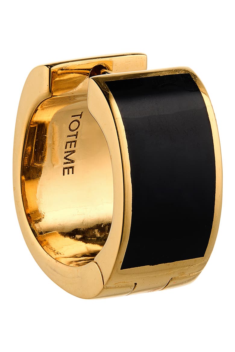 Signature Huggie Hoop Earrings, Alternate, color, BLACK/ GOLD