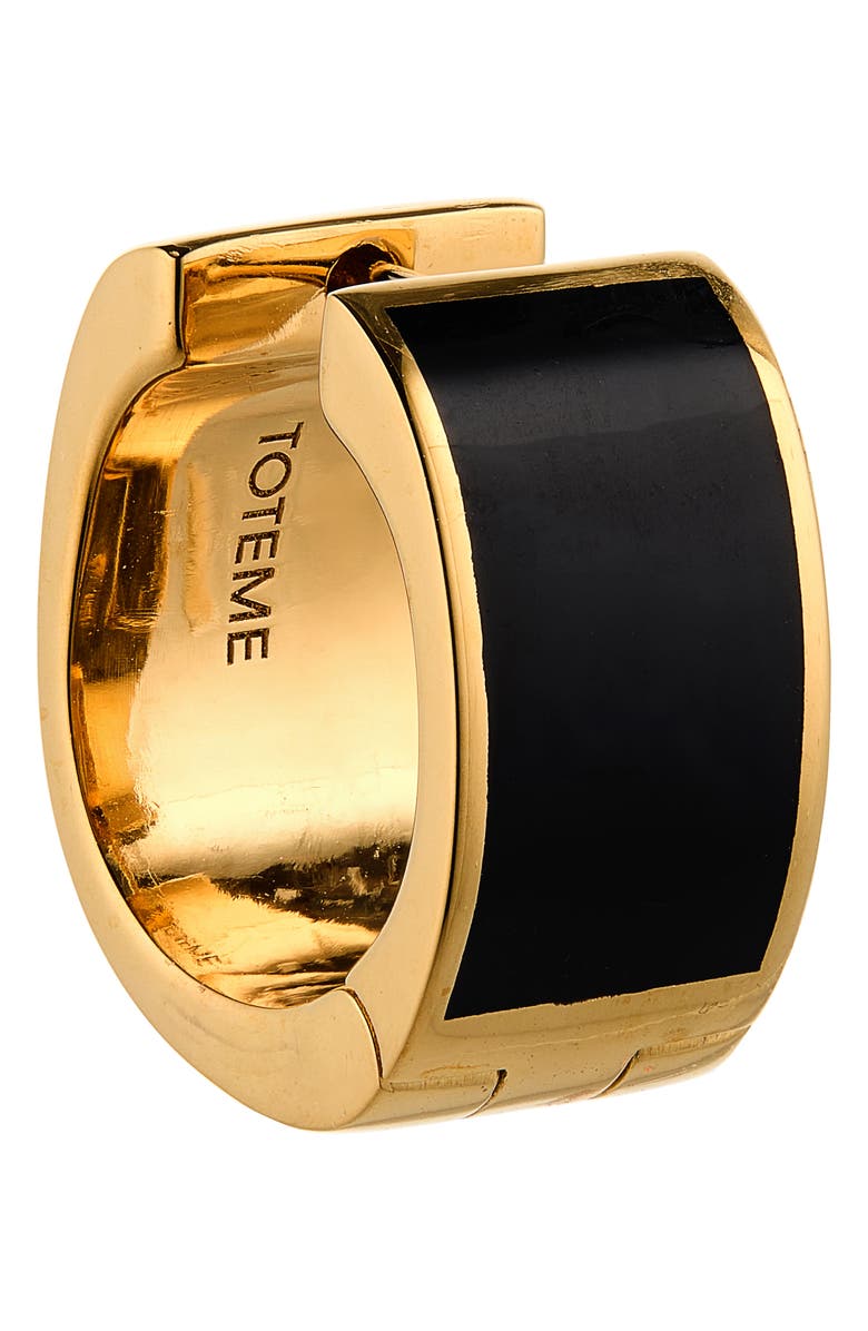 TOTEME Signature Huggie Hoop Earrings, Alternate, color, Black/ Gold