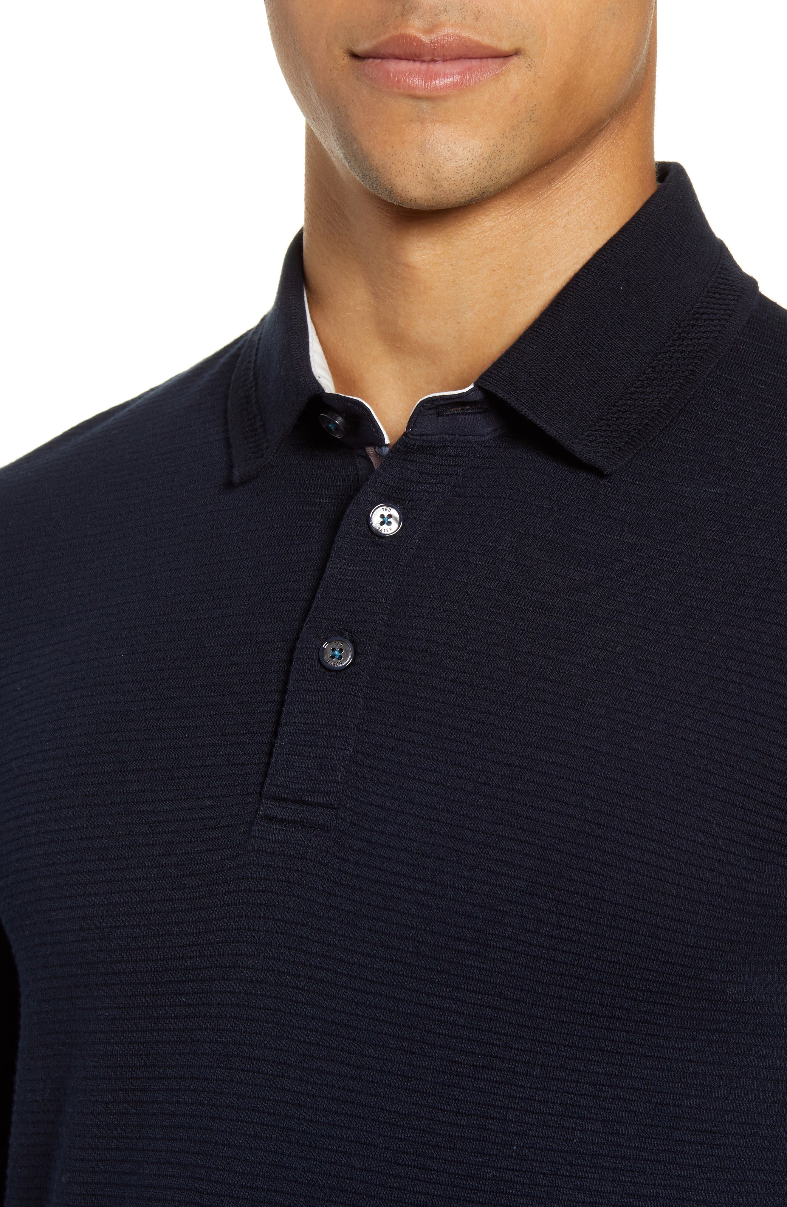 Ted Baker London Terned Long Sleeve Knit Polo (Men) | Nordstromrack