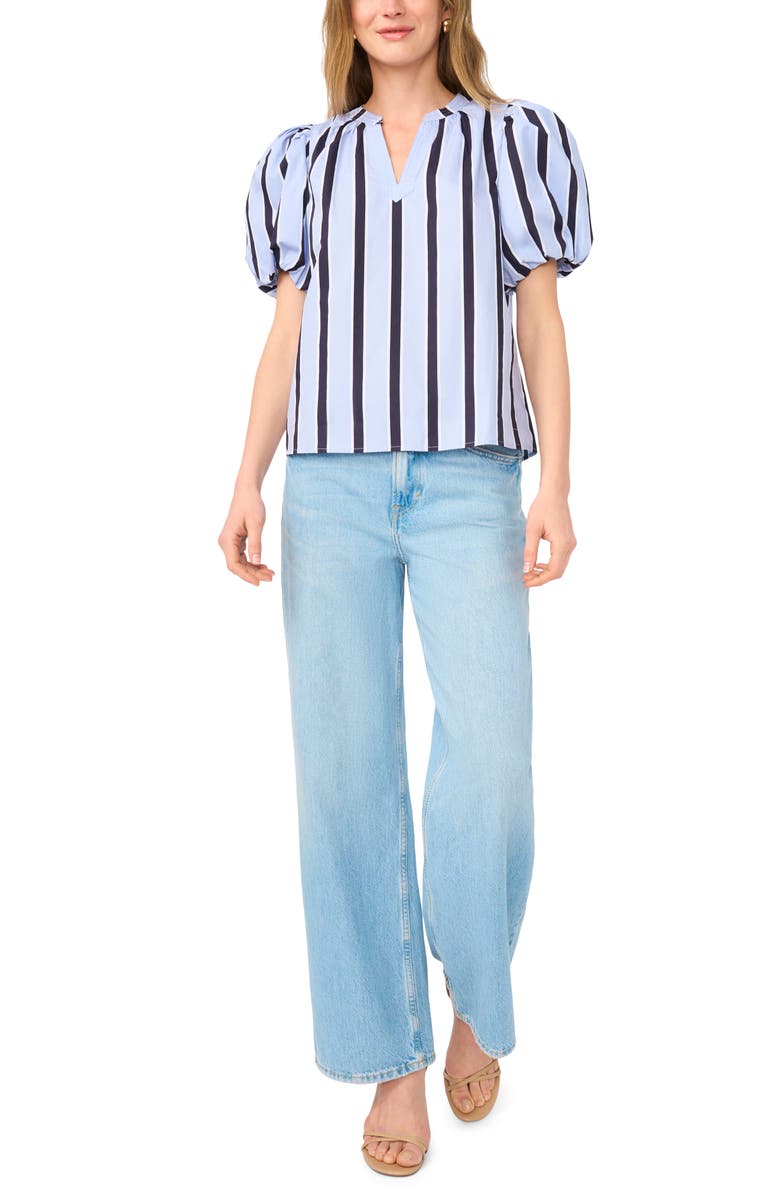 Vince Camuto Stripe Puff Sleeve Top, Alternate, color, 