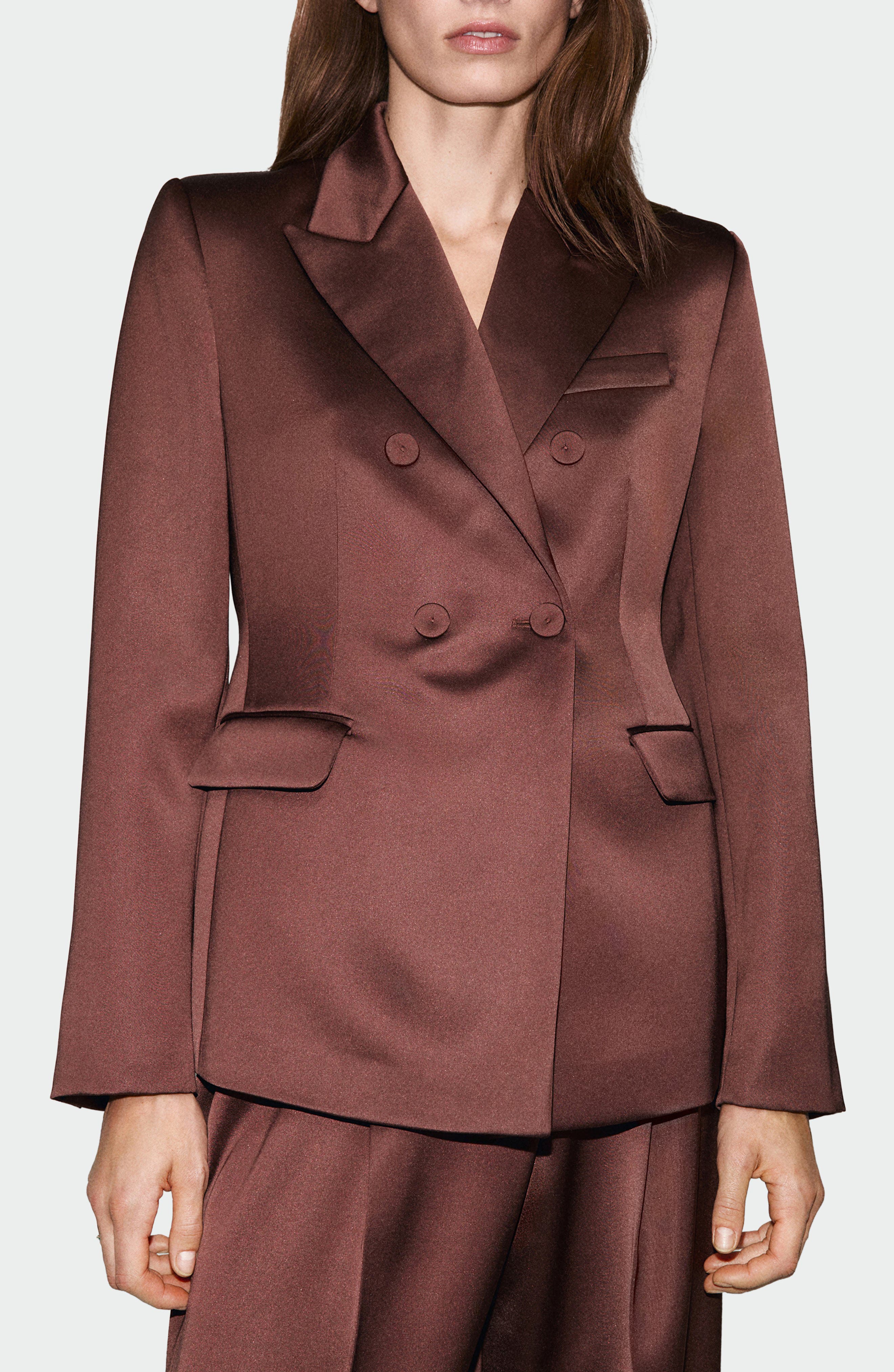 MANGO Satin Suit Blazer