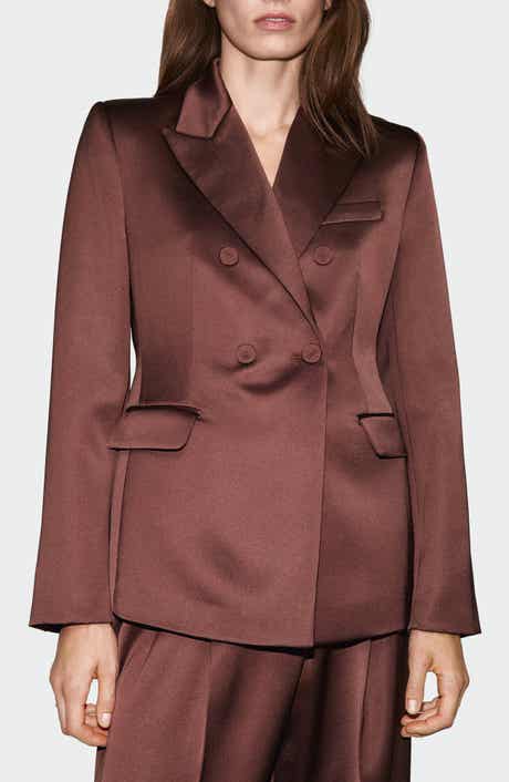 MANGO Satin Suit Blazer