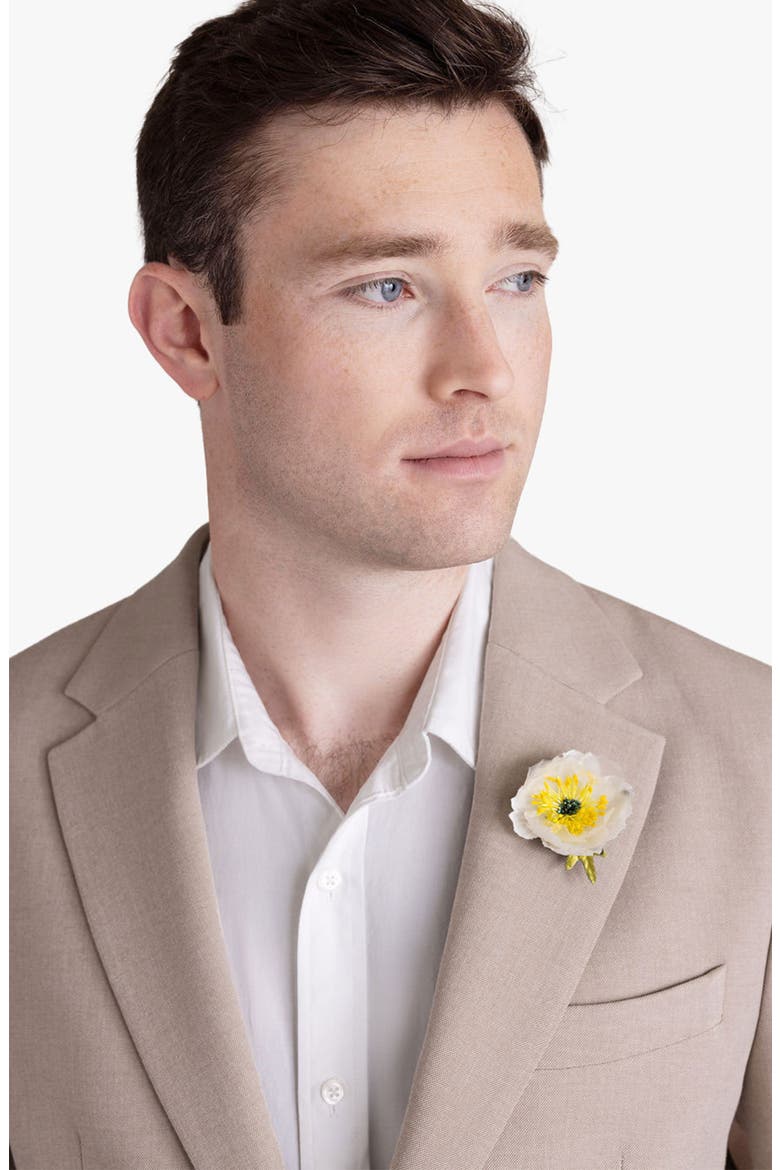 The White Poppy Floral Brooch, Alternate, color, White