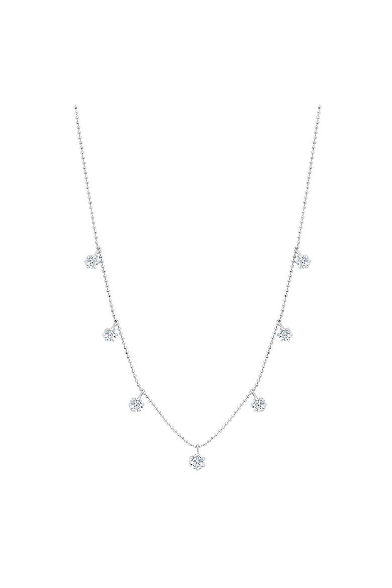 Medium Floating Diamond Necklace in White, Main, color, White Gold