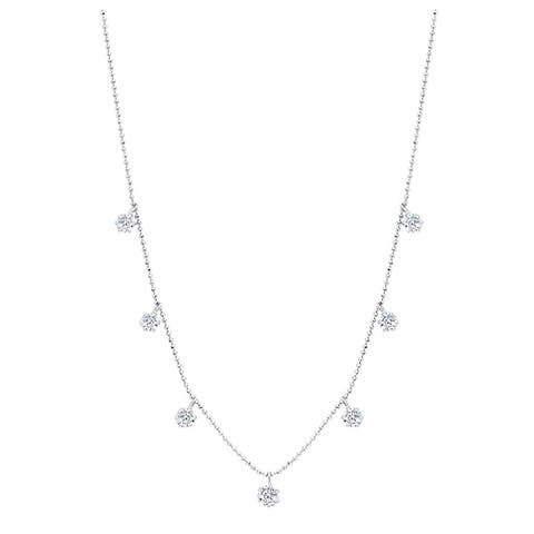Medium Floating Diamond Necklace in White