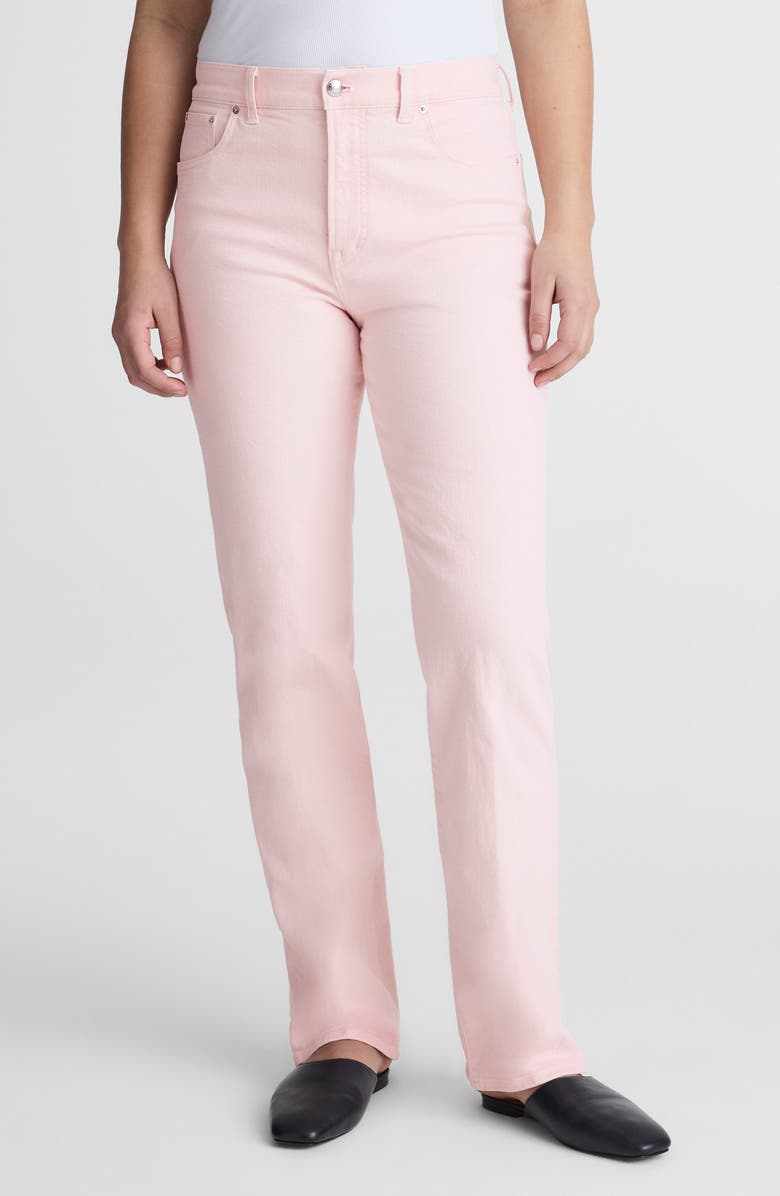 Madewell The Longline Garment Dyed High Waist Straight Leg Jeans, Alternate, color, Pale Pink