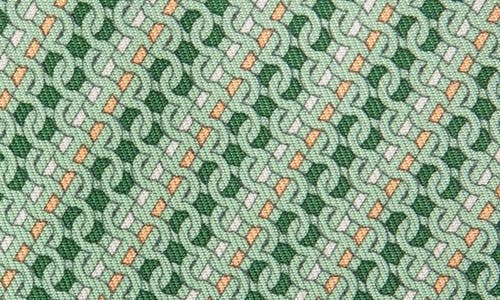 Ferragamo Printed Silk Tie With Interlocking Gancini And Regimental Stripes In Green