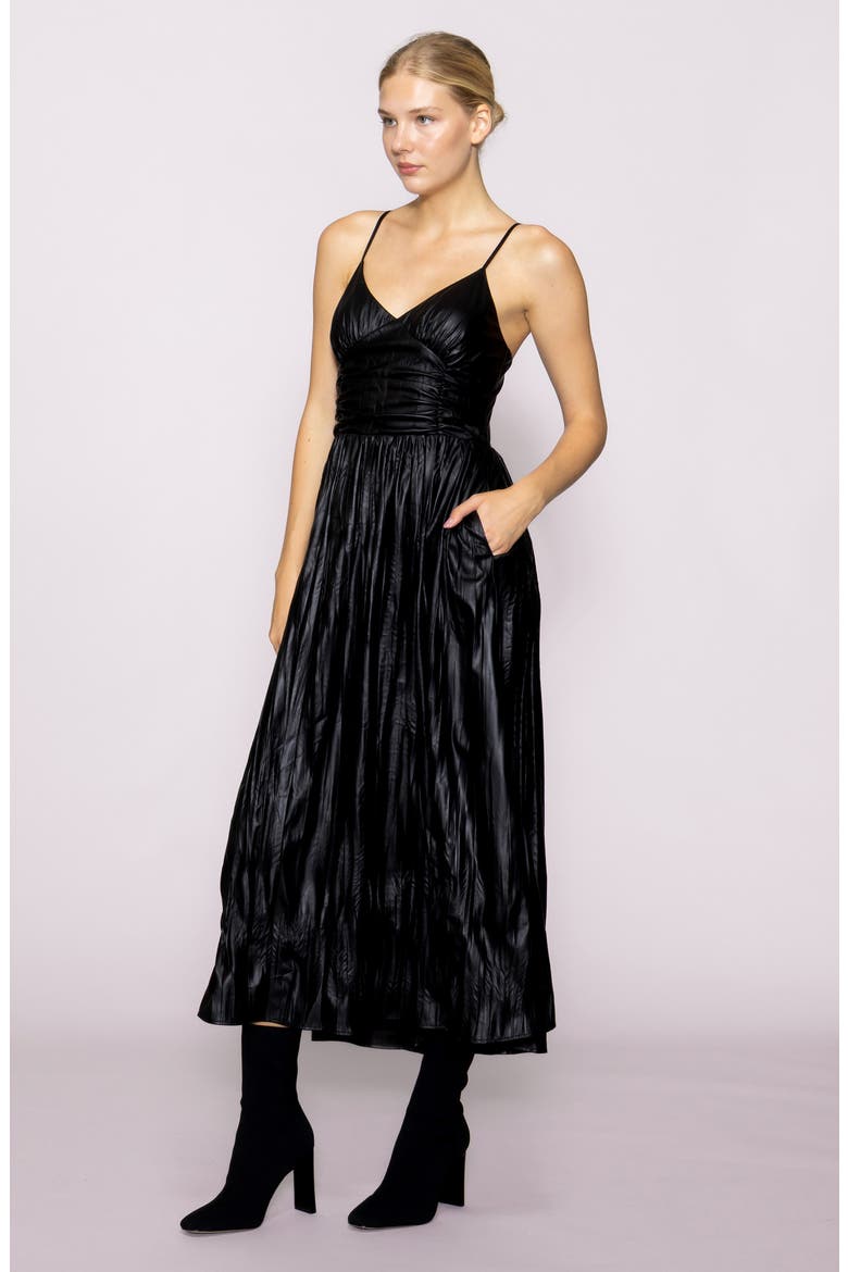 Faux Leather Dress, Alternate, color, BLACK SOLID