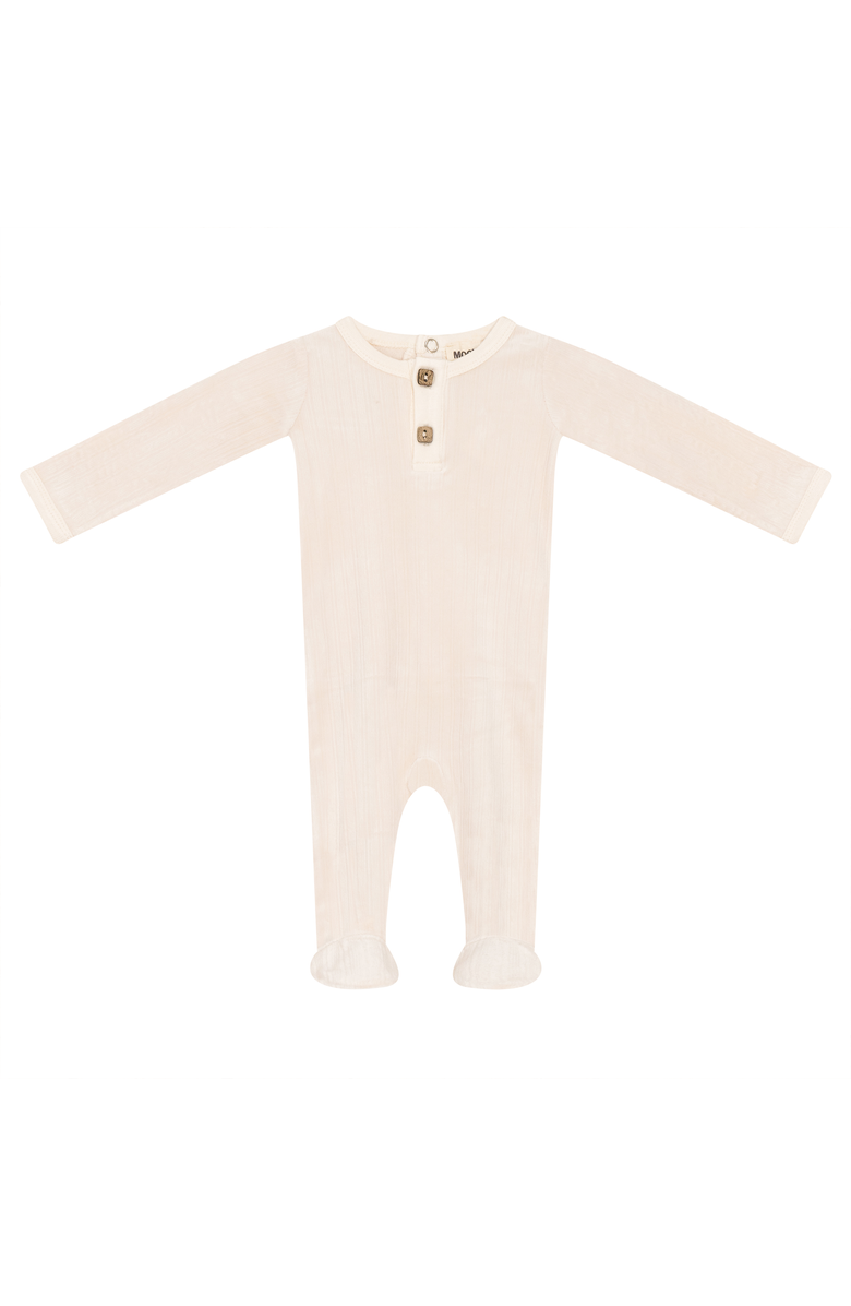 Mocha Back Snap Ribbed Velour Stretchie, Main, color, Off White