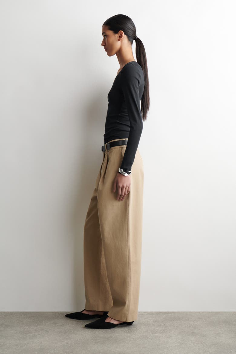 Cotton-Twill Tapered Pants, Alternate, color, BEIGE