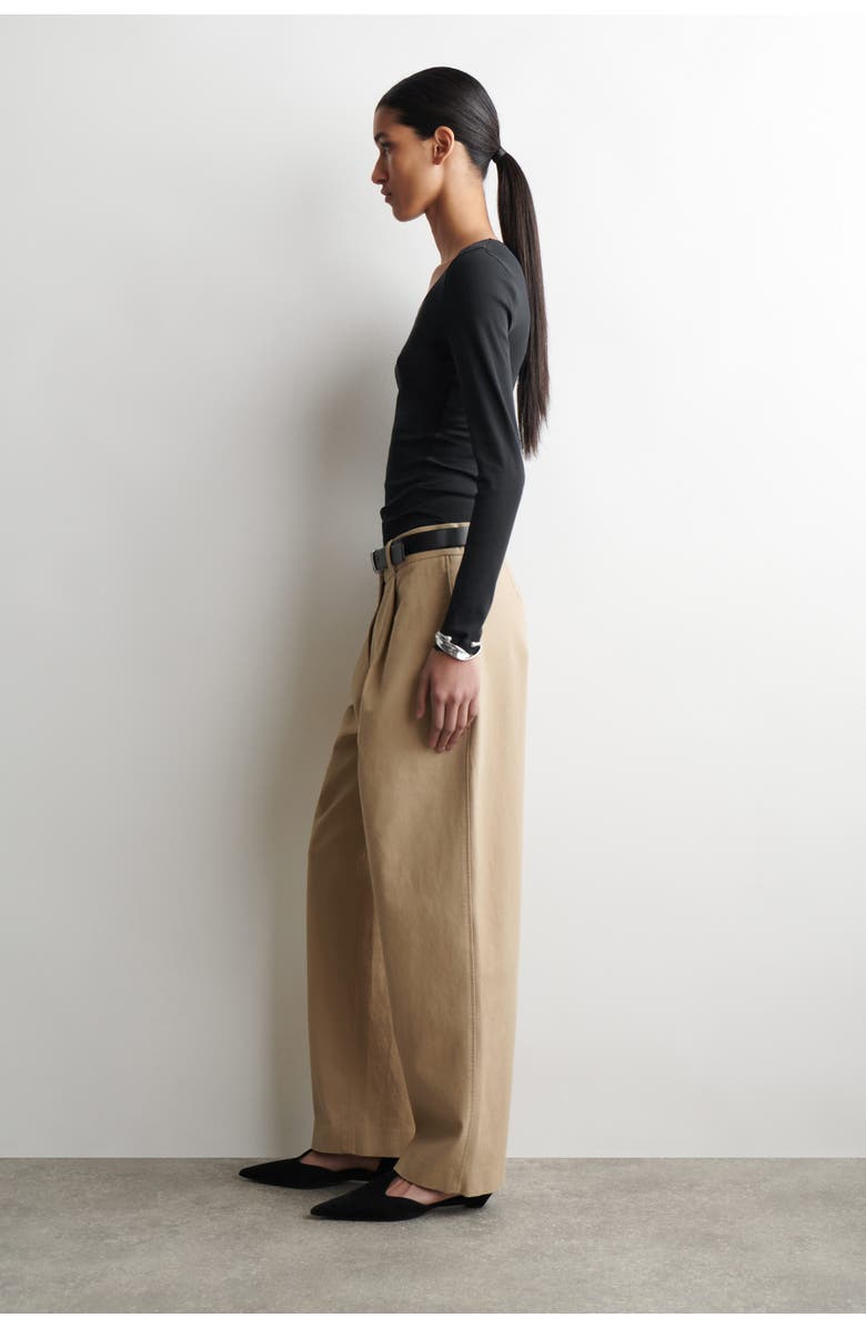 COS Cotton-Twill Tapered Pants, Alternate, color, Beige