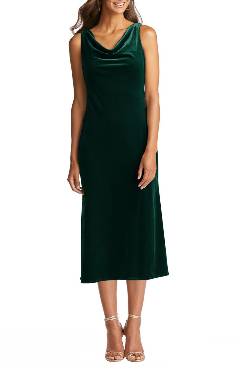 LOVELY Velvet Midi Cocktail Dress, Main, color, 