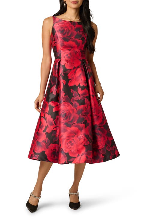 Floral Print Sleeveless Cocktail Dress