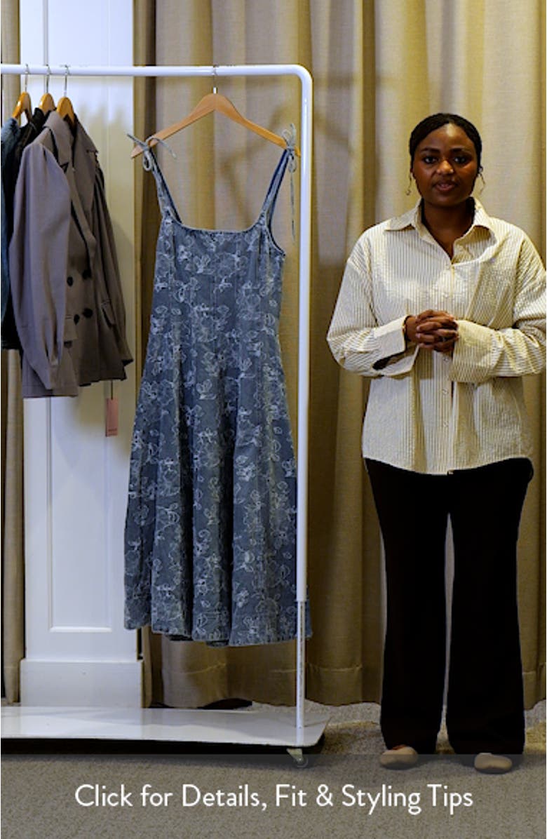 Opal Embroidered Floral Denim Midi Dress, sales video thumbnail