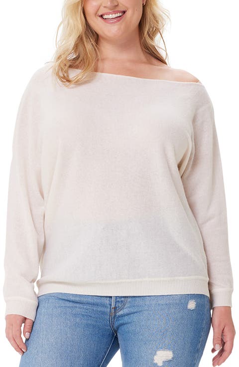 One-Shoulder Cotton & Cashmere Sweater (Plus)