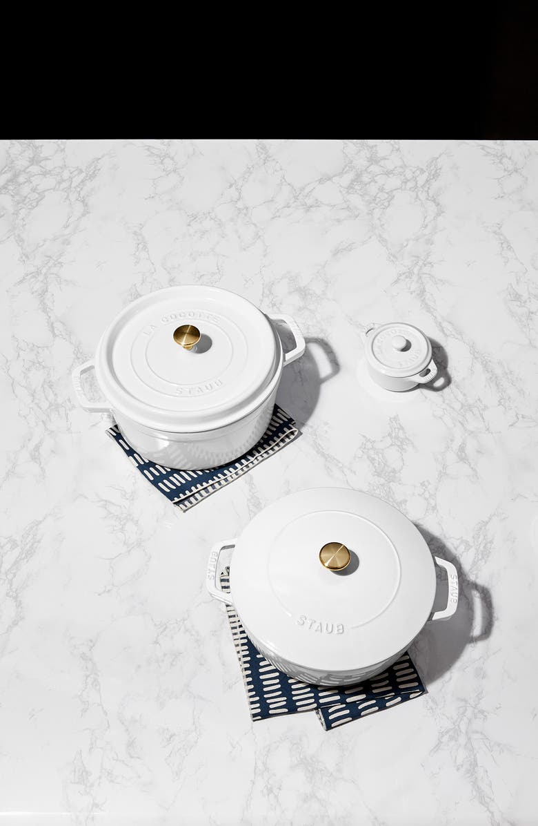 Staub Set of 3 Mini Round Ceramic Cocottes, Alternate, color, White