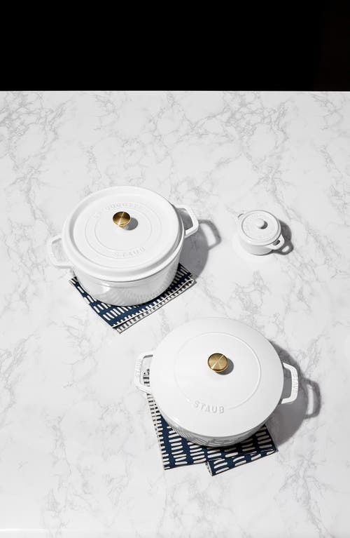 Staub Set Of 3 Mini Round Ceramic Cocottes