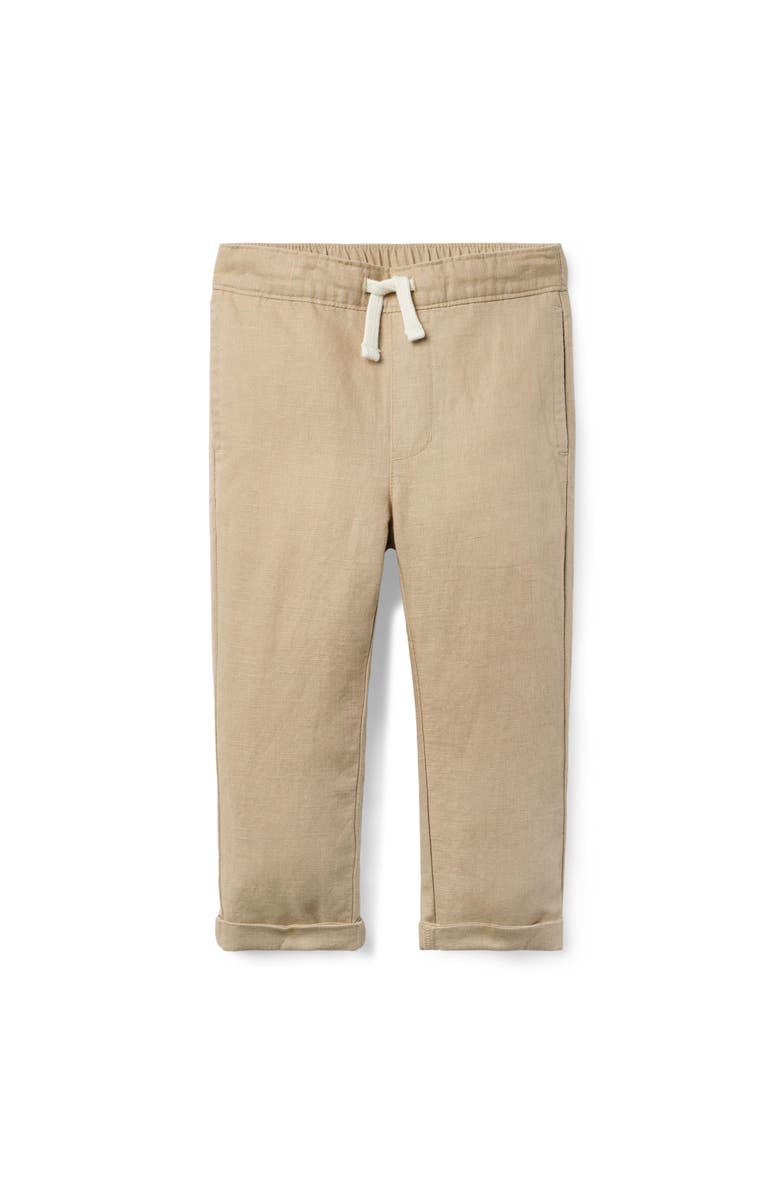 Janie and Jack Linen-Cotton Cuffed Pant, Main, color, Beige