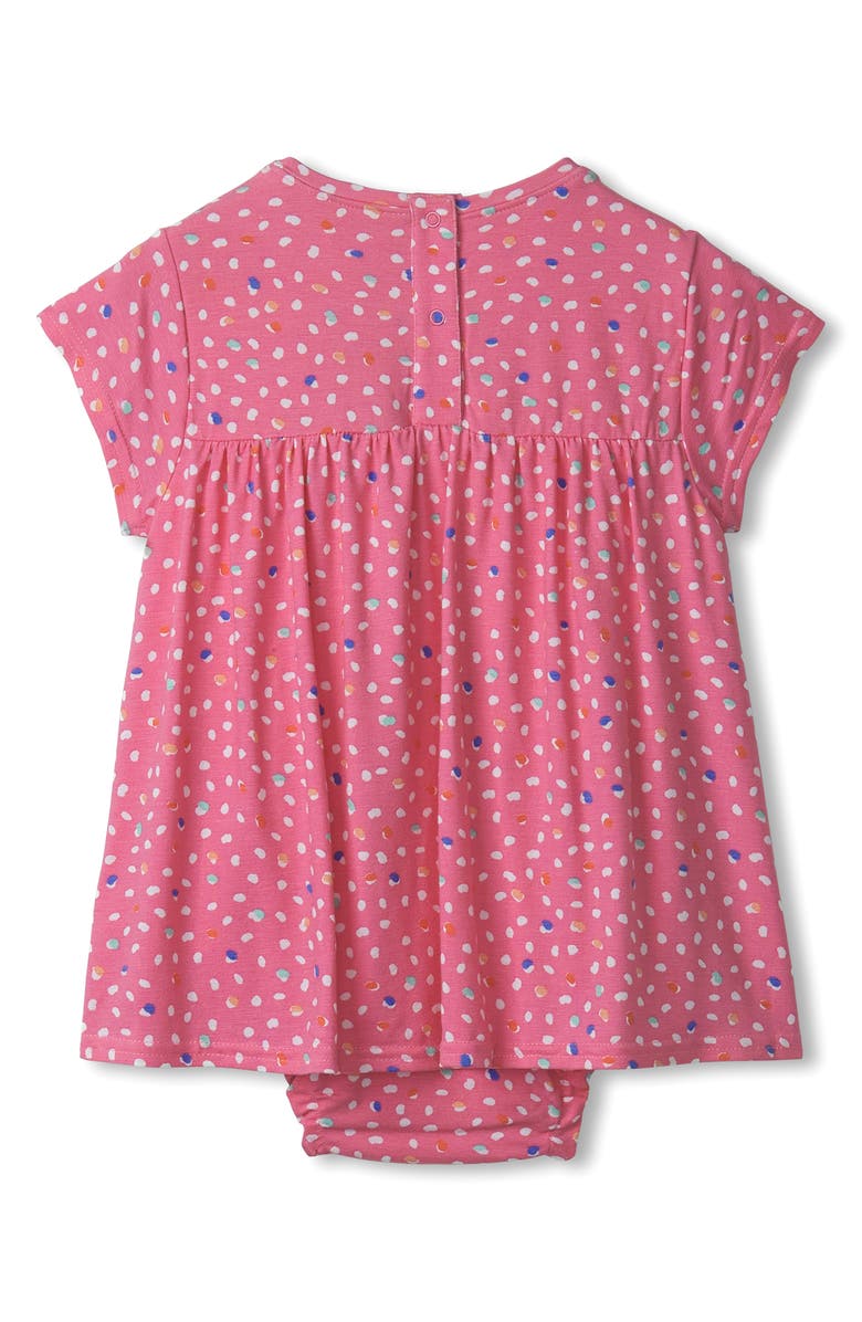 Hatley Dot Print Skirted Bodysuit, Alternate, color, Pink Carnation
