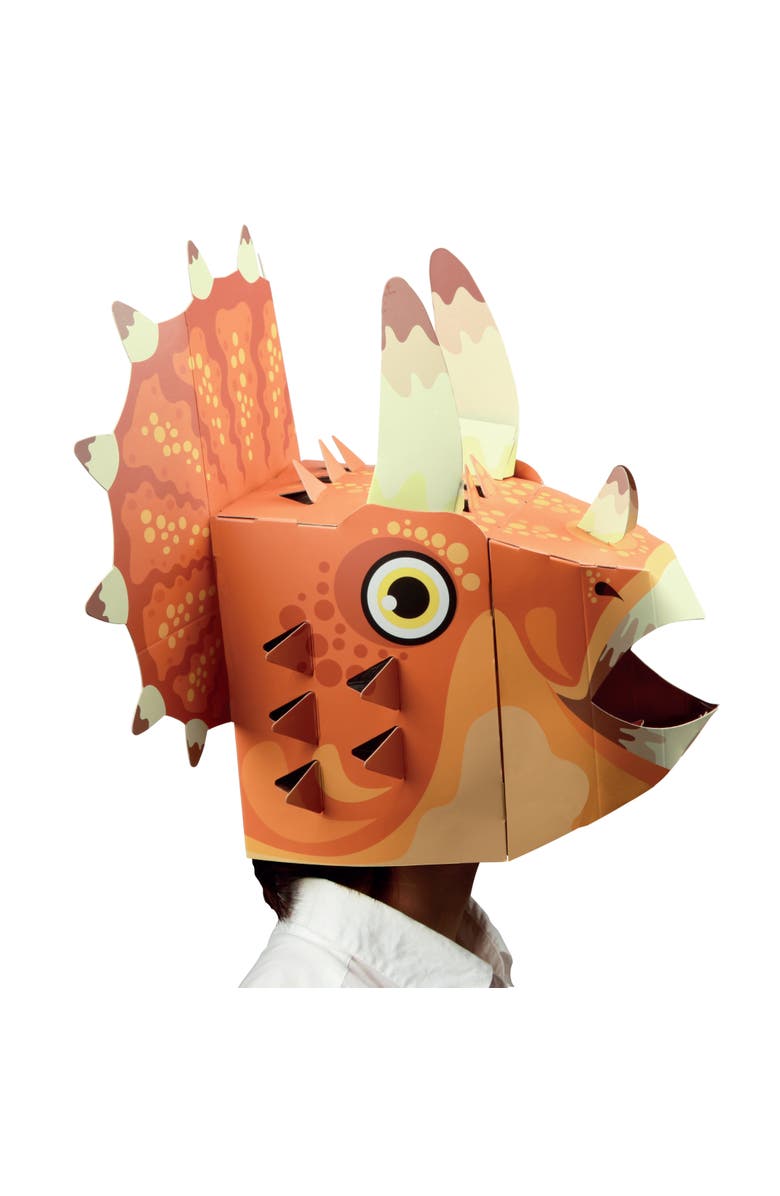 3D Paper Mask 3D Paper Triceratops Mask Craft for Kids (2 Pack), Fun & Easy Activity for Creative Play, Alternate, color, Orange