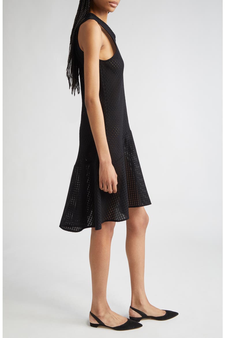 Shield Sleeveless Open Knit Organic Cotton Dress, Alternate, color, BLACK