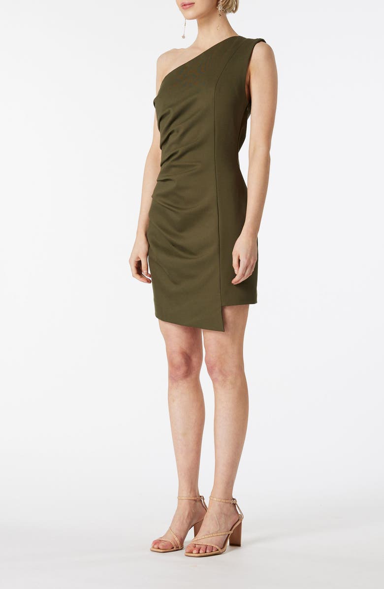 Elliatt Nada Asymmetric Hem One-Shoulder Dress, Alternate, color, Olive