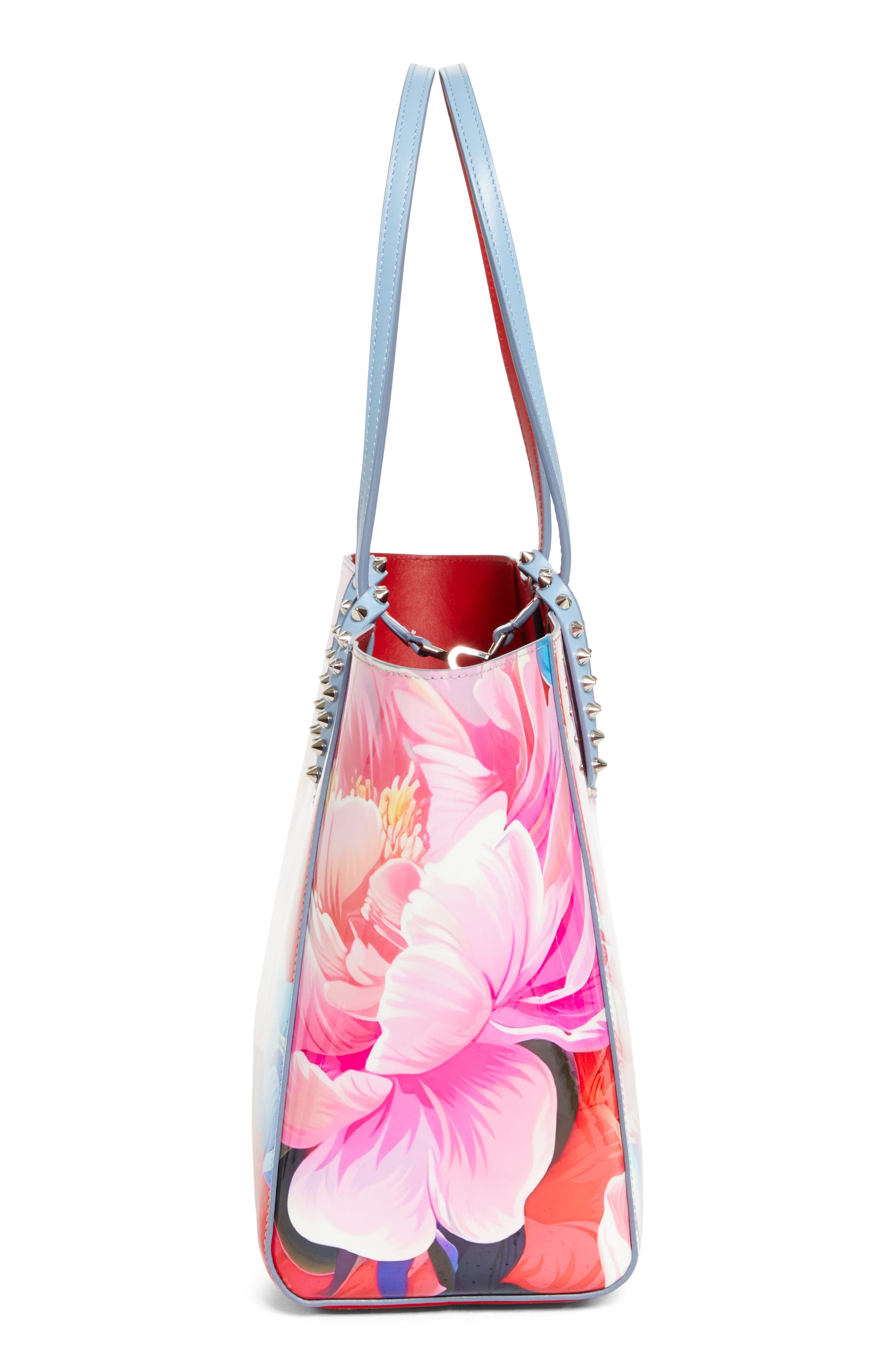Christian Louboutin Small Cabata Soft Floral Patent Leather Tote, Alternate, color, M251 Multi/Silver