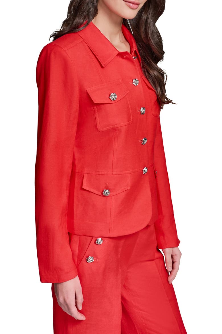 Linen Blend Jacket, Alternate, color, APPLE