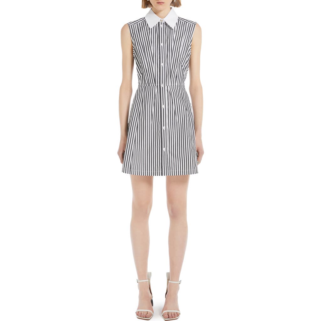 Sportmax Front Dart Striped Dress With Flared Hem In Black
