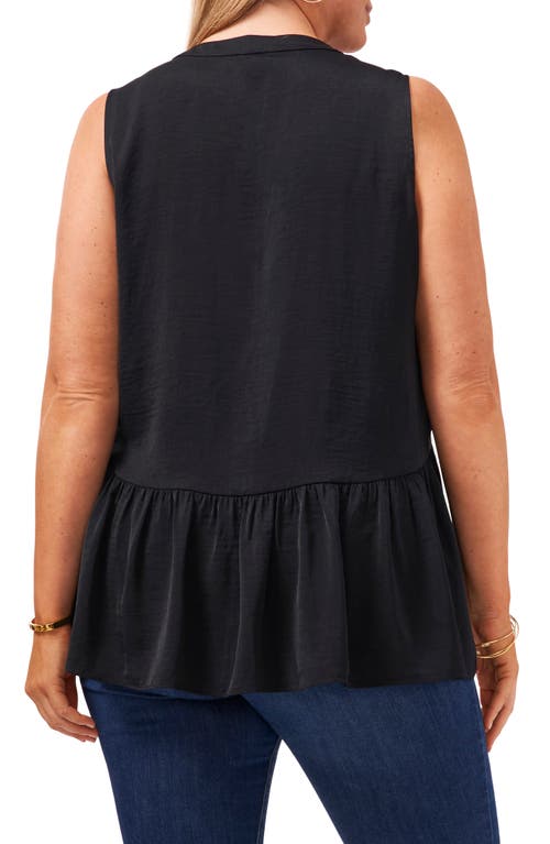 Vince Camuto Ruffle Hem Rumple Satin Top In Black