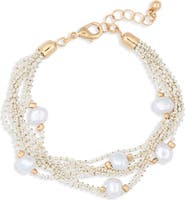 NORDSTROM RACK Faux Pearl Multirow Ball Chain Bracelet