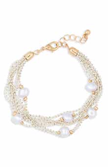 Faux Pearl Multirow Ball Chain Bracelet
