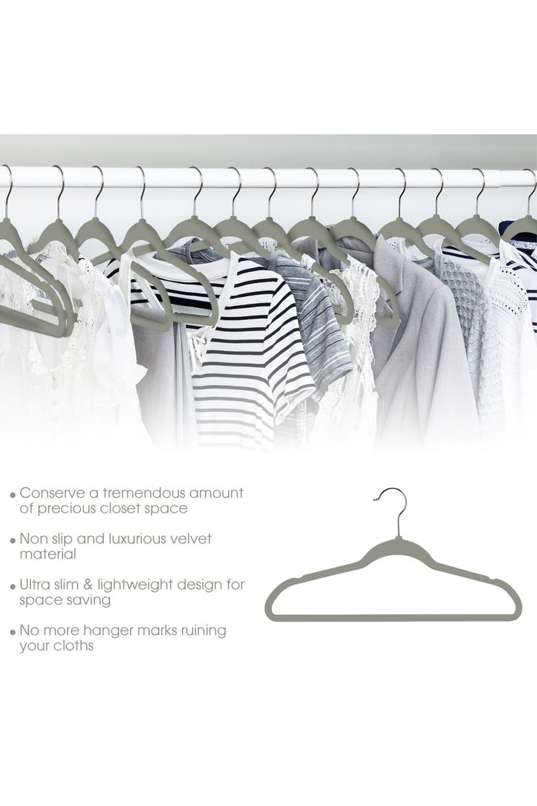 100 Piece Velvet Slim Hangers, Alternate, color, Grey