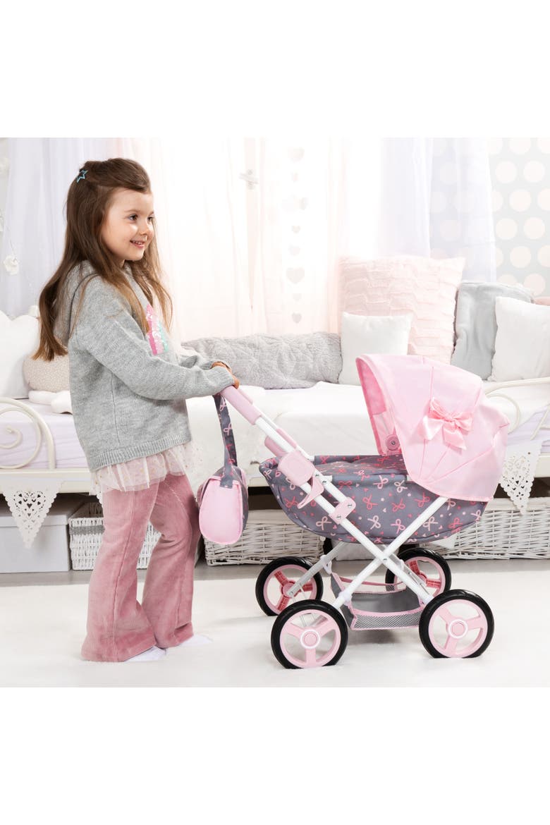 Doll Pram Cosy Play Push Stroller Fits 18" Dolls, Ages 3+, Alternate, color, Multicolored