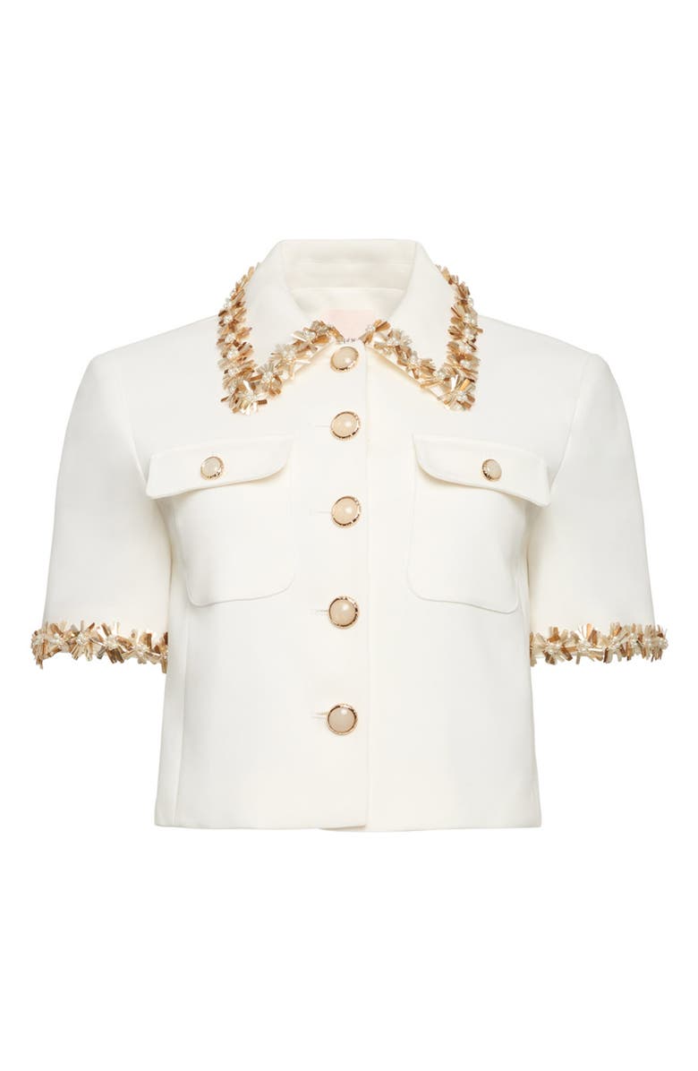 Cinq à Sept Aanya Sunflare Jacket, Alternate, color, Ivory/ Champagne