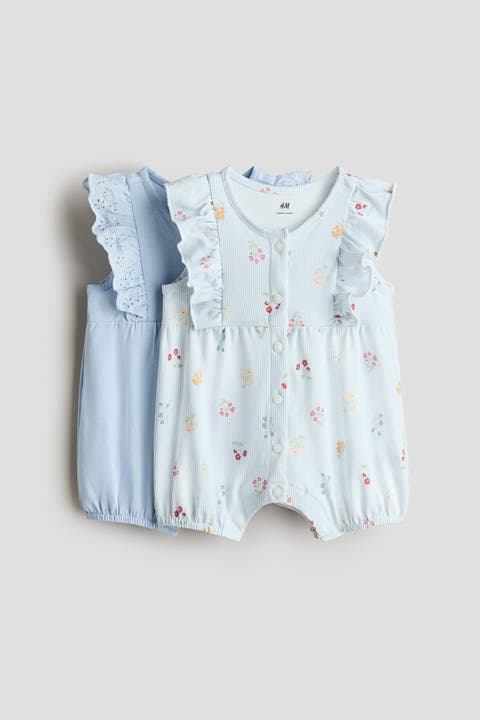 2-pack Frill-detail Romper Suits