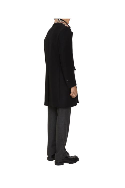 Burberry Wool Tailored Coat In Black