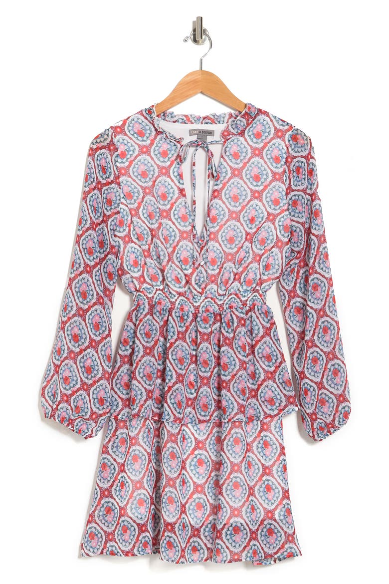 Evelyn Chiffon Tiered Mini Dress, Alternate, color, BAVARIA