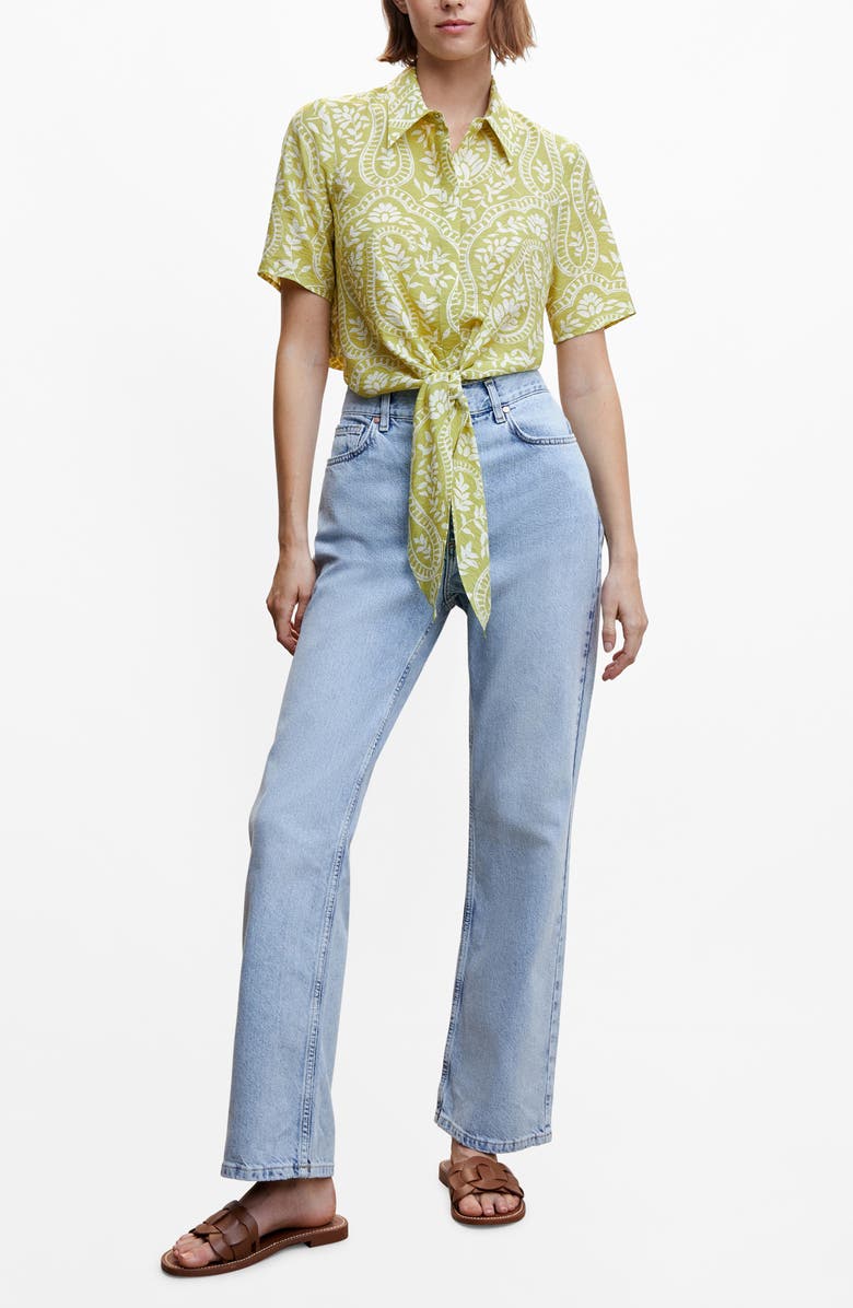MANGO Print Knot Front Shirt, Alternate, color, 