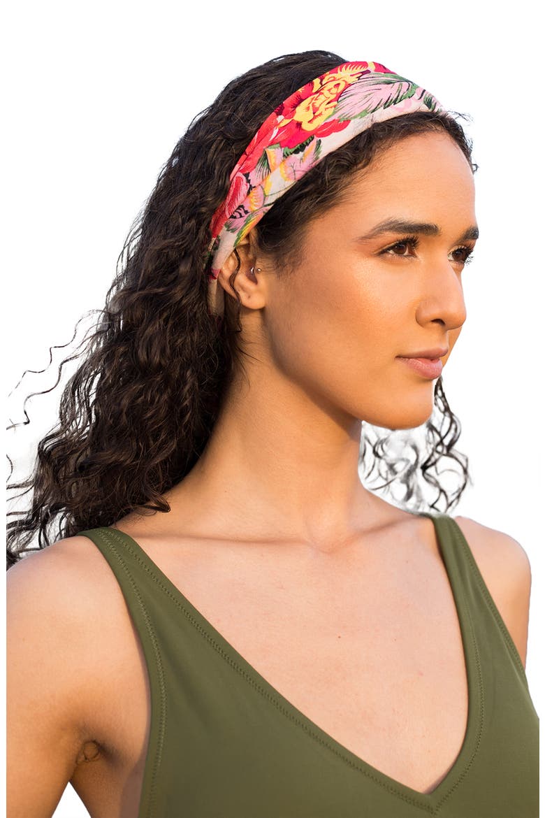 Floral Print Scarf, Alternate, color, PINK