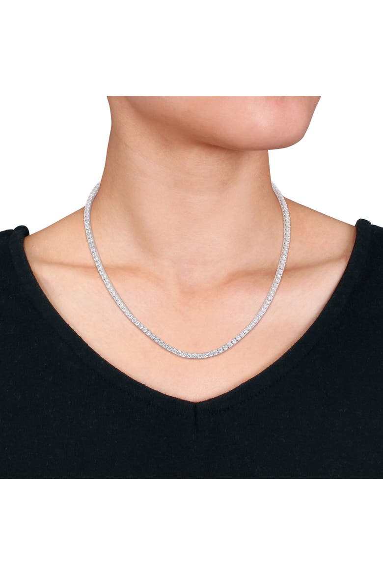 Cubic Zirconia Tennis Necklace Sterling Silver, Alternate, color, Sterling Silver