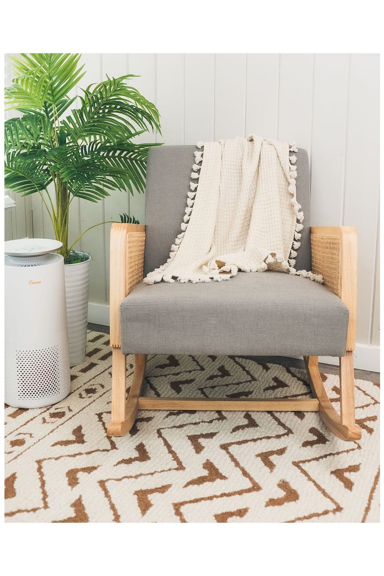 Birch Tassel Waffle Knit Cotton Baby Blanket, Alternate, color, WHITE