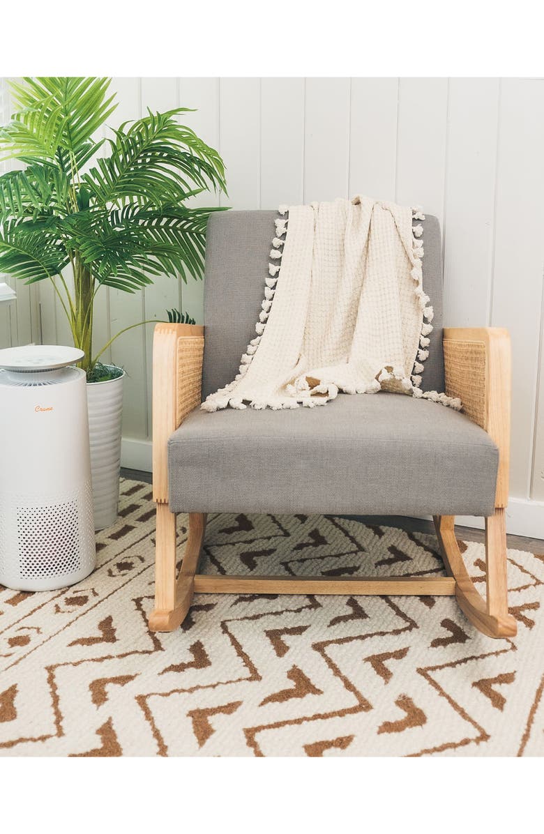 CRANE BABY Birch Tassel Waffle Knit Cotton Baby Blanket, Alternate, color, White