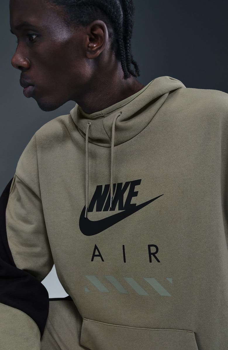 Nike Air Fleece Pullover Hoodie, Alternate, color, Light Army/ Black
