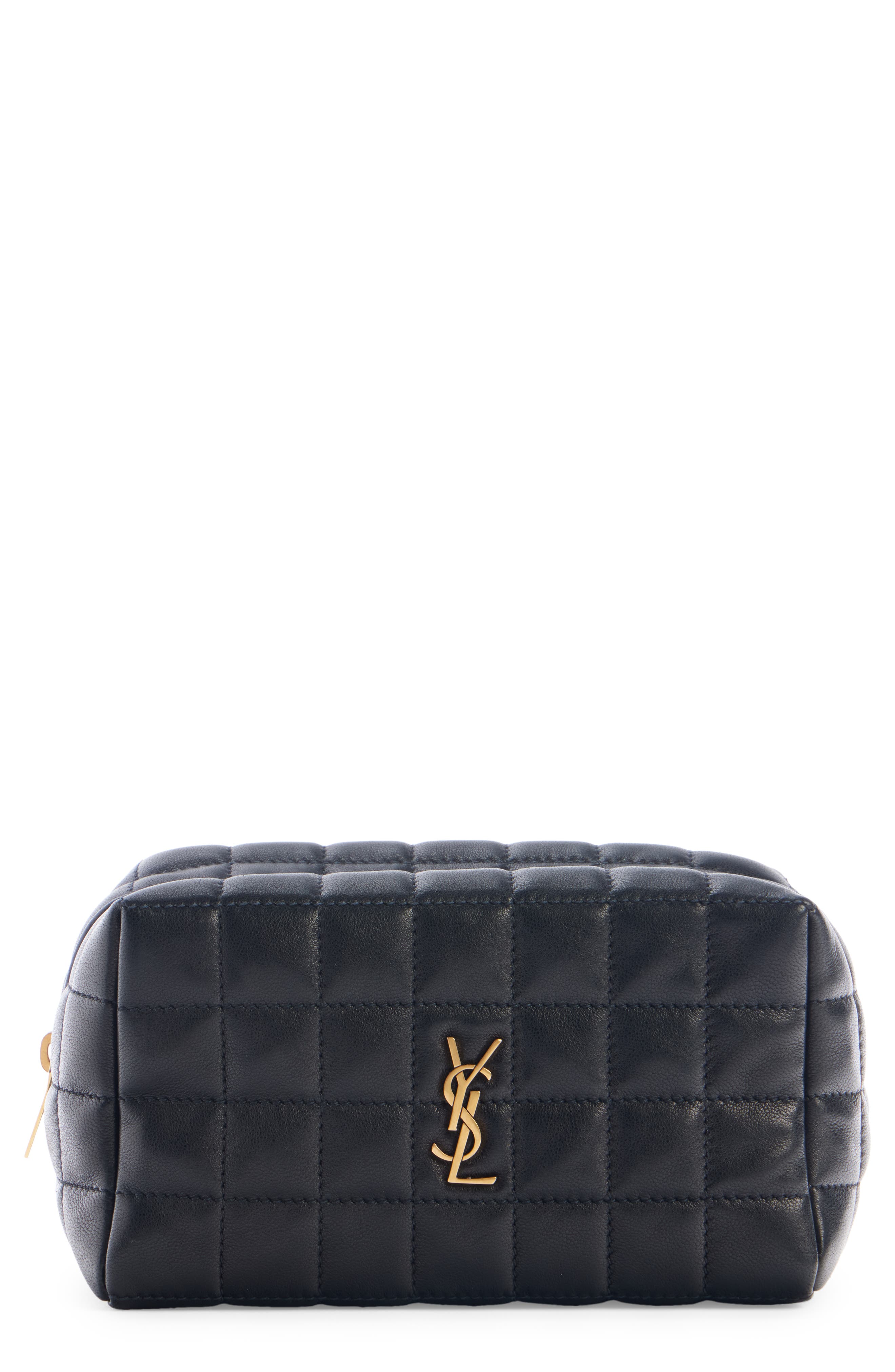 Saint Laurent Small Cassandre Quilted Leather Cosmetic Pouch, Main, color, 