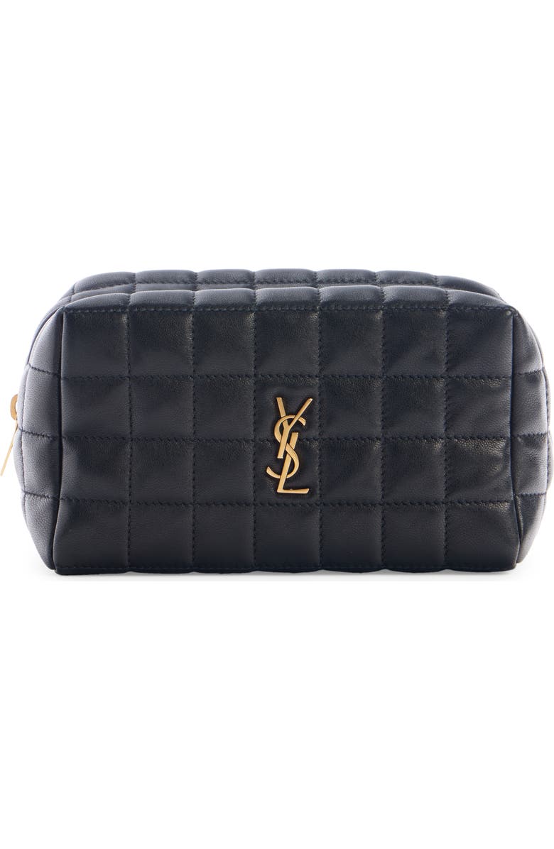 Saint Laurent Small Cassandre Quilted Leather Cosmetic Pouch, Main, color,